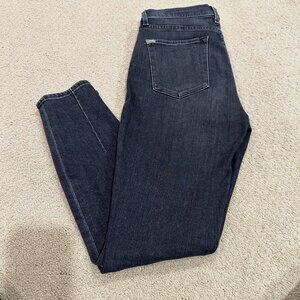 Alice + Olivia Jeans High Rise Ankle Skinny Boho Exposed Button Worn Black Sz 28